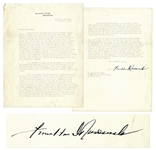 Franklin D. Roosevelt Lengthy Letter Signed as President